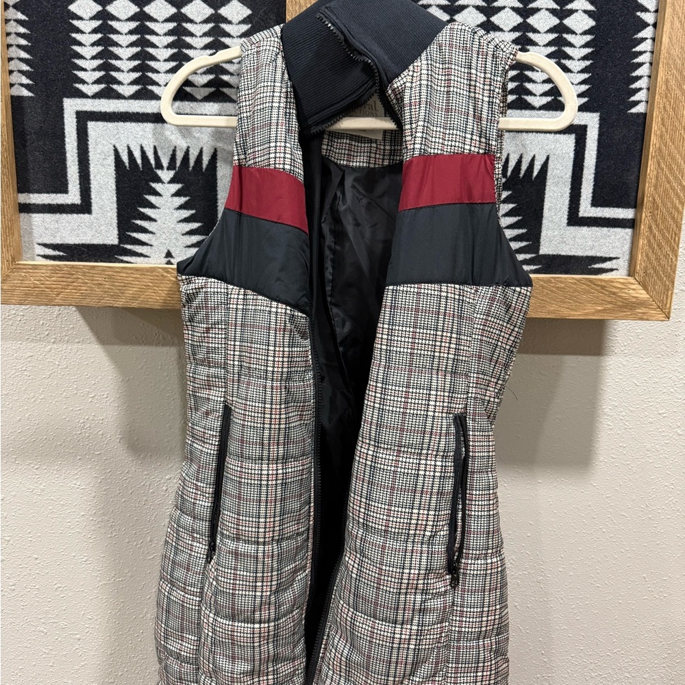 Natural Reflections Plaid Vest with Red and Black Accents